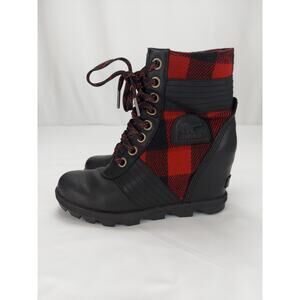 Womens Sorel PDX Buffalo Plaid Wedge Heeled Ankle Boots Booties Size 7